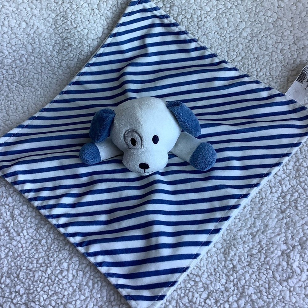Kidgets Plush Blue and White Striped Puppy Dog Lovey Security Blanket Toy #3